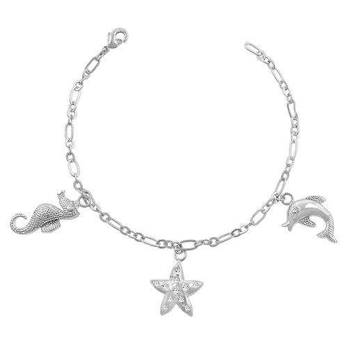 Starfish, Seahorse, Dolphin Charm Bracelet