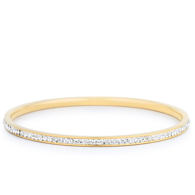 Gold Tone Bangle with Round Cut Blue Luster Diamonds Gold Tone Bangle with Round Cut Blue Luster Diamonds