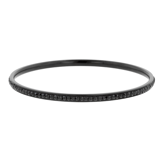 Hematite Bangle with Round Black Crystals Hematite Bangle with Round Black Crystals