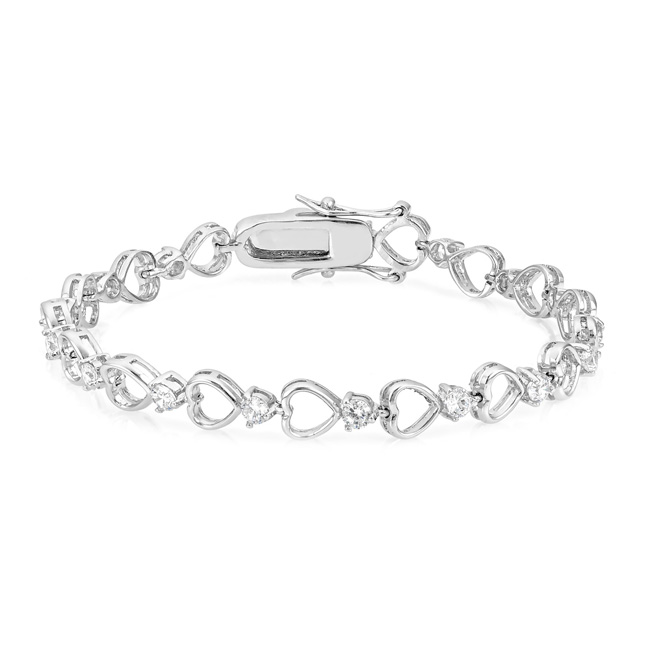 Blue Luster Diamond Heart Tennis Bracelet