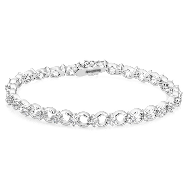 Blue Luster Diamond Circle Tennis Bracelet - Click Image to Close