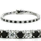 Jet Black Crystal and Blue Luster Diamond Tennis Bracelet