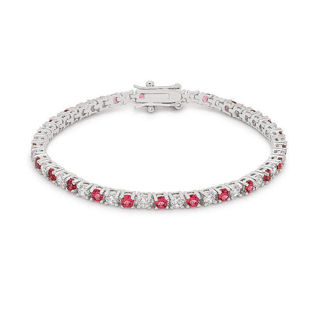 Candy Red Crystal and Blue Luster Diamond Tennis Bracelet Candy Red Crystal and Blue Luster Diamond Tennis Bracelet