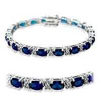 Sapphire Blue Crystal and Blue Luster Diamond Tennis Bracelet