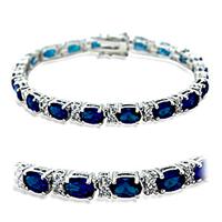 Sapphire Blue Crystal and Blue Luster Diamond Tennis Bracelet