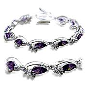 Blue Luster Diamond and Amethyst Crystal Tennis Bracelet - Click Image to Close