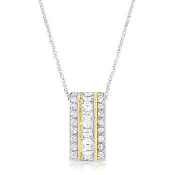Two Tone Blue Luster Diamond Baguette Scoop Necklace Two Tone Blue Luster Diamond Baguette Scoop Necklace
